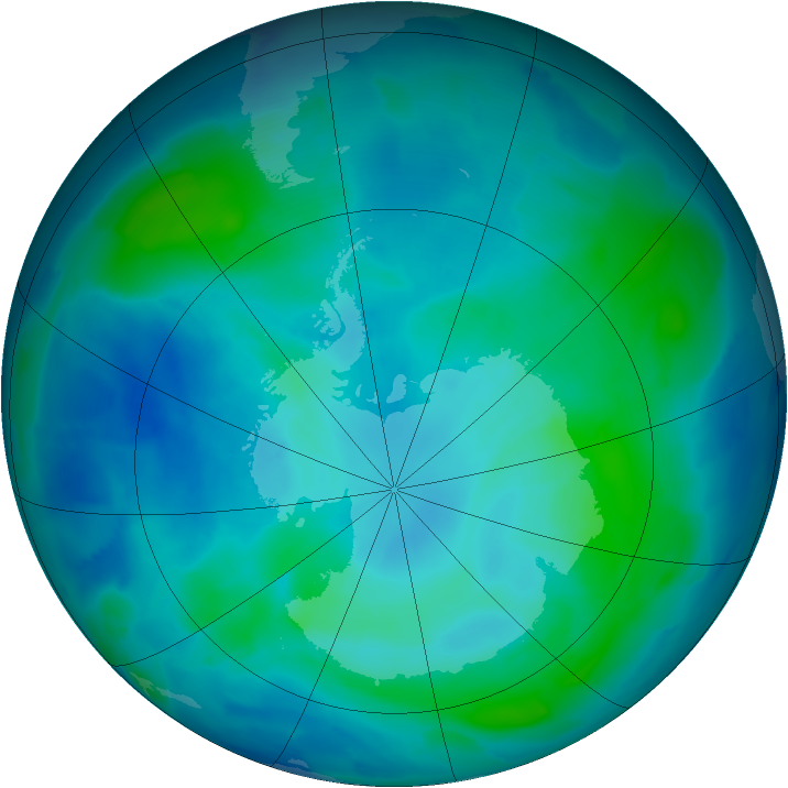 Antarctic ozone map for 03 March 2012